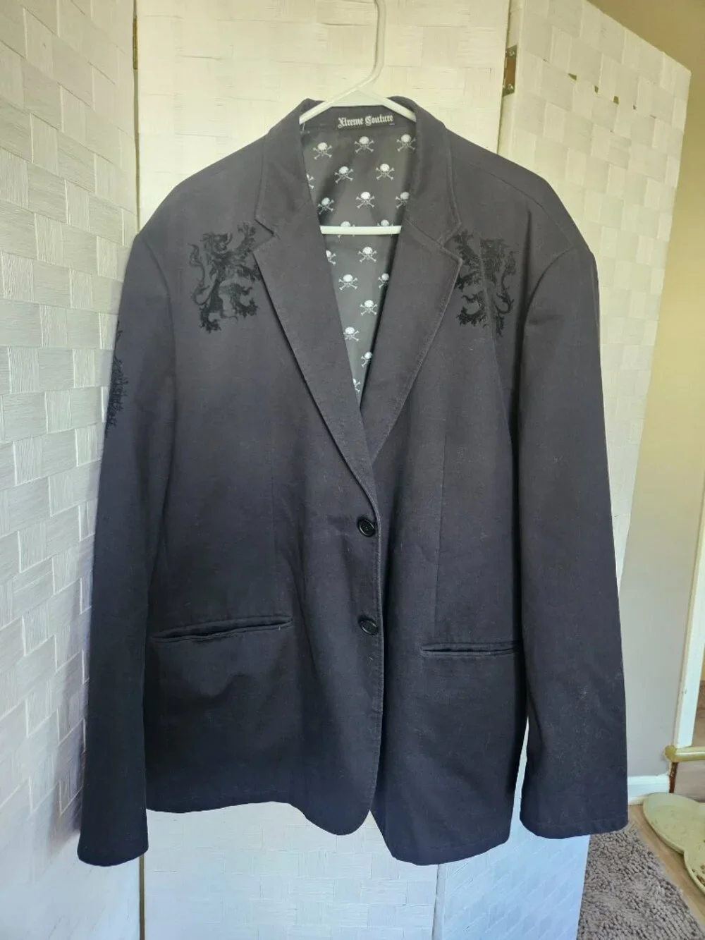 Extreme Couture Graphic Double Eagle Jacket, Men's XL | Goth Style